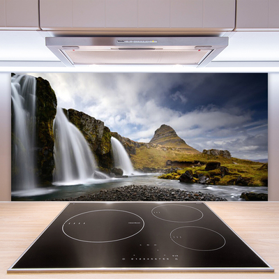 Kitchen Splashback Waterfall mountains landscape grey white