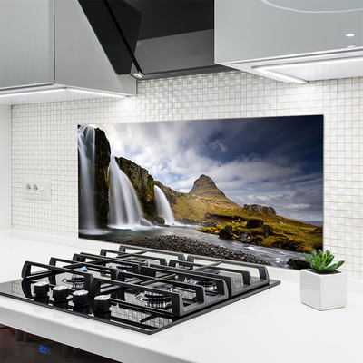 Kitchen Splashback Waterfall mountains landscape grey white