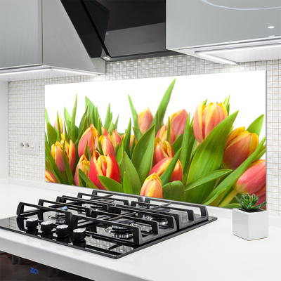 Kitchen Splashback Tulips floral orange yellow