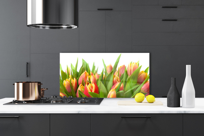 Kitchen Splashback Tulips floral orange yellow