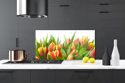 Kitchen Splashback Tulips floral orange yellow