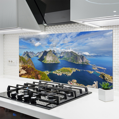 Kitchen Splashback Bay rocks landscape blue grey green