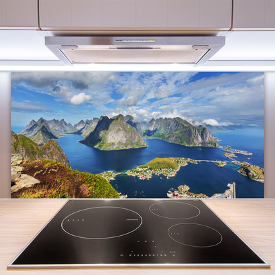 Kitchen Splashback Bay rocks landscape blue grey green