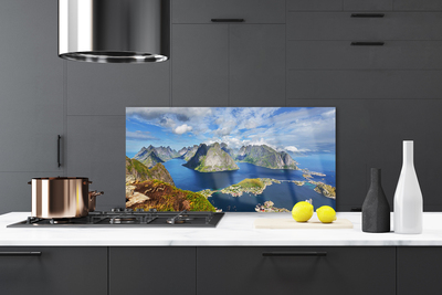 Kitchen Splashback Bay rocks landscape blue grey green