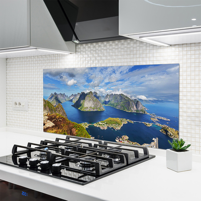 Kitchen Splashback Bay rocks landscape blue grey green