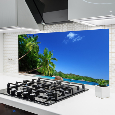 Kitchen Splashback Palm trees landscape brown green