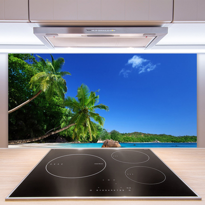 Kitchen Splashback Palm trees landscape brown green