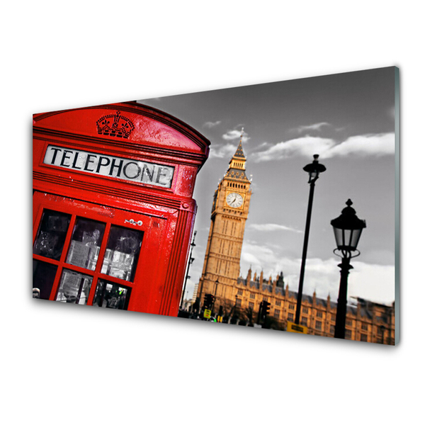 Kitchen Splashback Phone booth architecture red