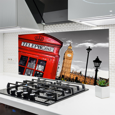 Kitchen Splashback Phone booth architecture red