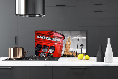 Kitchen Splashback Phone booth architecture red