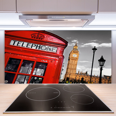 Kitchen Splashback Phone booth architecture red