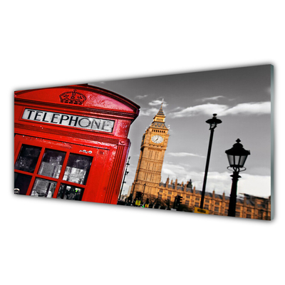 Kitchen Splashback Phone booth architecture red