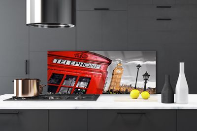 Kitchen Splashback Phone booth architecture red