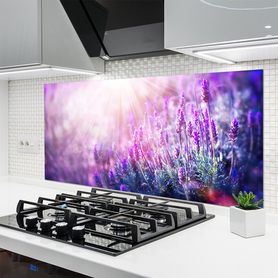 Kitchen Splashback Flowers floral pink purple