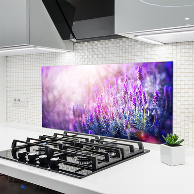 Kitchen Splashback Flowers floral pink purple