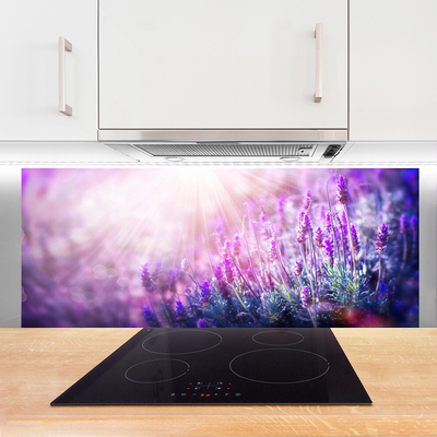 Kitchen Splashback Flowers floral pink purple