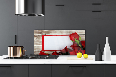 Kitchen Splashback Roses floral red