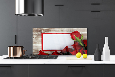 Kitchen Splashback Roses floral red