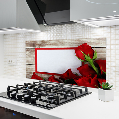 Kitchen Splashback Roses floral red