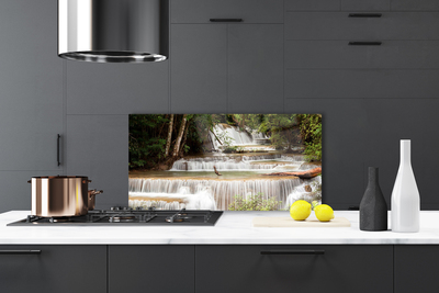 Kitchen Splashback Waterfall forest nature white brown green