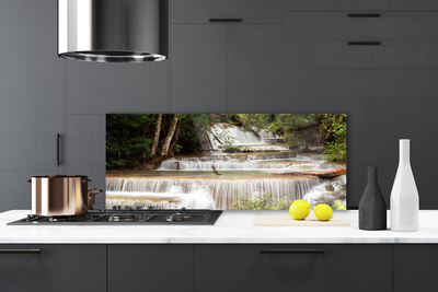 Kitchen Splashback Waterfall forest nature white brown green