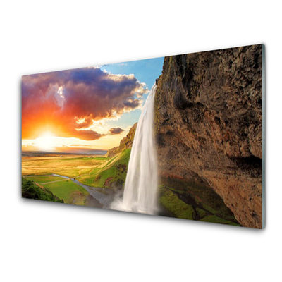 Kitchen Splashback Waterfall sun landscape white yellow