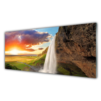 Kitchen Splashback Waterfall sun landscape white yellow