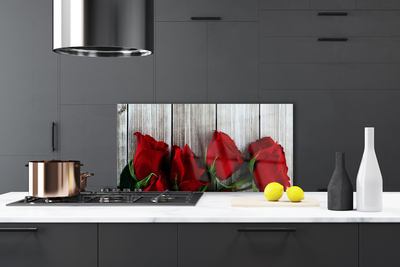 Kitchen Splashback Roses floral red