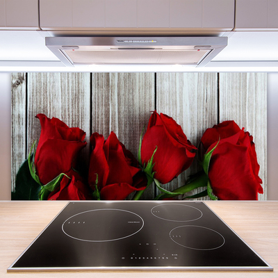 Kitchen Splashback Roses floral red