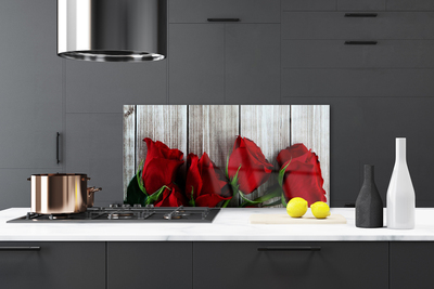 Kitchen Splashback Roses floral red