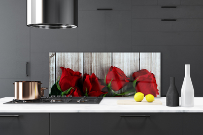 Kitchen Splashback Roses floral red