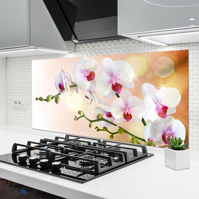 Kitchen Splashback Flowers floral white pink