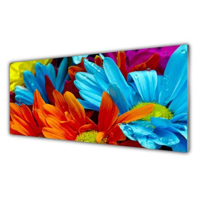 Kitchen Splashback Flowers floral red blue orange