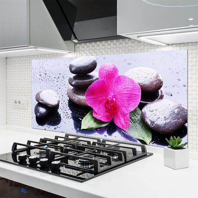 Kitchen Splashback Flower stones art red black