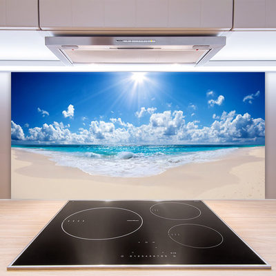 Kitchen Splashback Beach sea sun landscape white blue