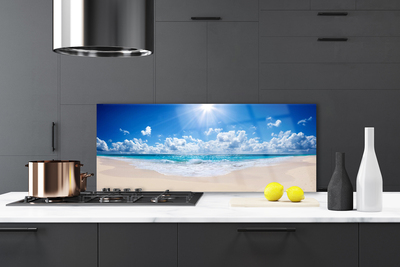 Kitchen Splashback Beach sea sun landscape white blue