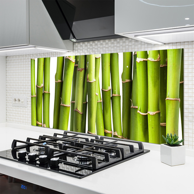 Kitchen Splashback Bamboo canes floral green