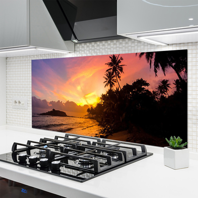 Kitchen Splashback Sea sun landscape yellow black