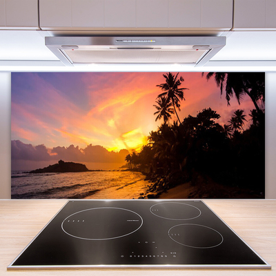 Kitchen Splashback Sea sun landscape yellow black