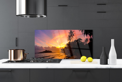 Kitchen Splashback Sea sun landscape yellow black