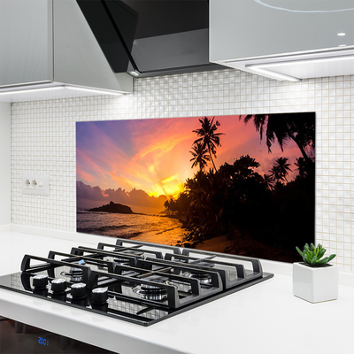 Kitchen Splashback Sea sun landscape yellow black