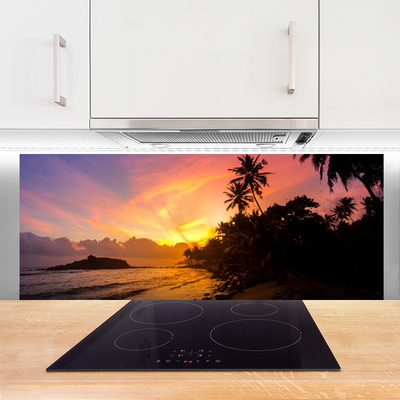 Kitchen Splashback Sea sun landscape yellow black