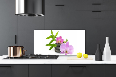 Kitchen Splashback Flower stones floral pink black