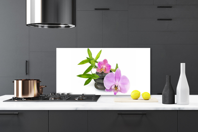 Kitchen Splashback Flower stones floral pink black