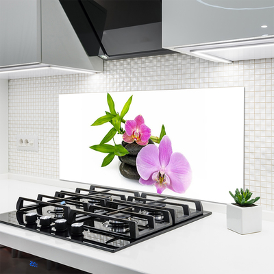 Kitchen Splashback Flower stones floral pink black