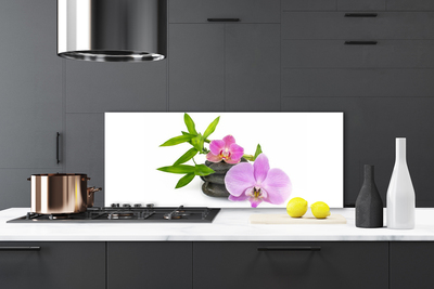 Kitchen Splashback Flower stones floral pink black