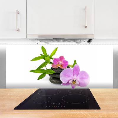 Kitchen Splashback Flower stones floral pink black