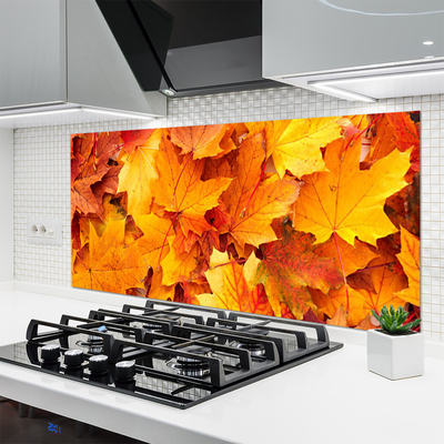 Kitchen Splashback Leaves floral yellow