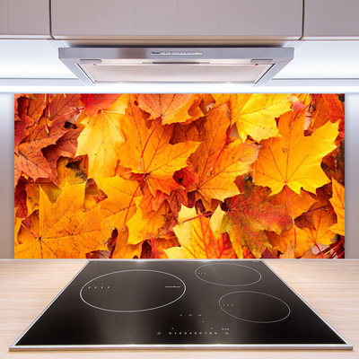 Kitchen Splashback Leaves floral yellow