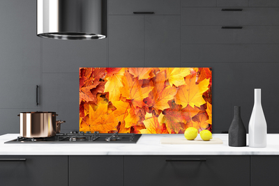 Kitchen Splashback Leaves floral yellow